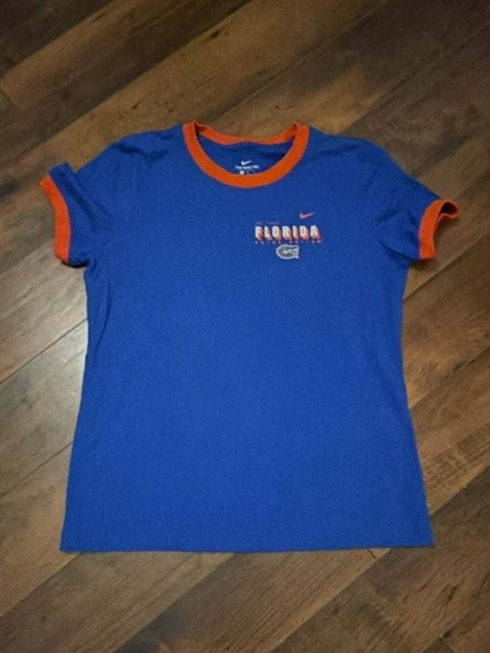 Nike Florida Gators College T-Shirt Blue Orange Ringer Tee Size M